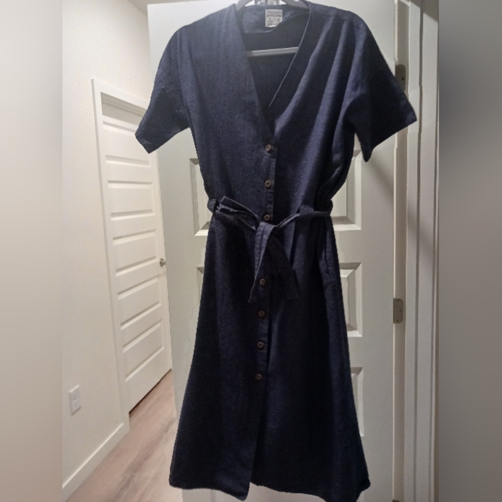People Tree Navy Button-Down Dress